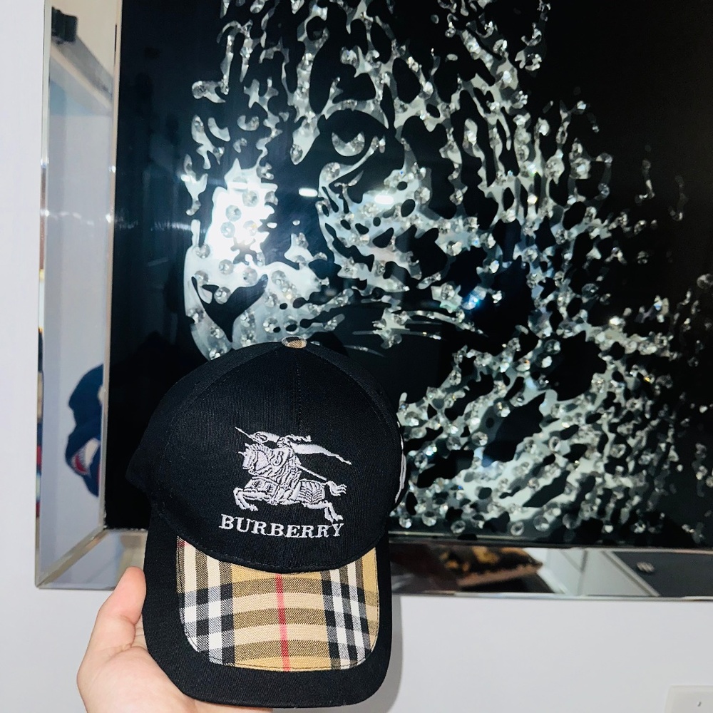 Burberry Golf Unisex Classic Plaid Check Baseball Cap Hat One Size Black